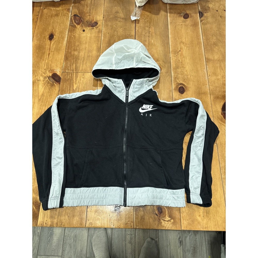 Nike Air Women's Full Zip Hooded Activewear Jacket Black Gray Size L